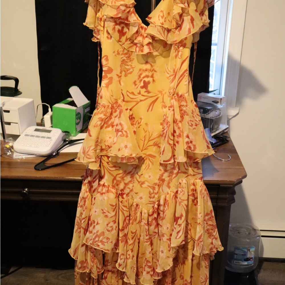 Floral Ruffle Yellow Dress